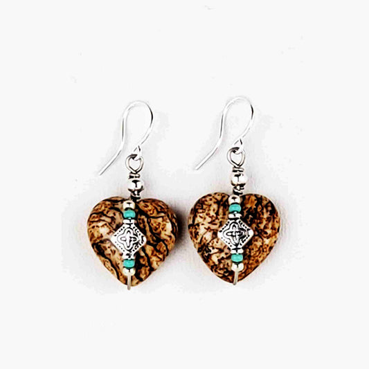 Picture Jasper Heart Earrings