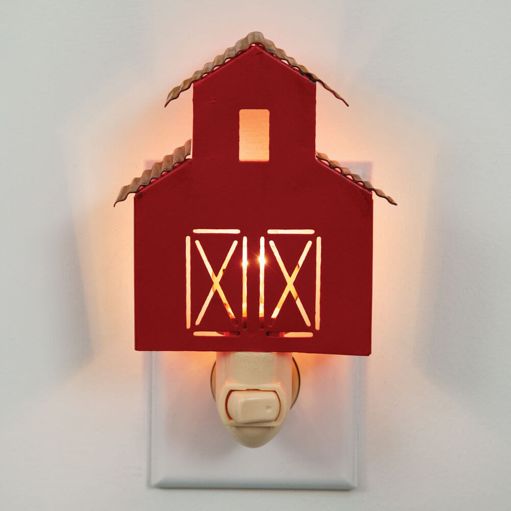 Bring the love of farm and country inside with this red barn western night light. They include a night light appliance and a light bulb. Replace with a 4 watt candelabra based bulb. Measurement: 3¼''W x 1¼''D x 6''H