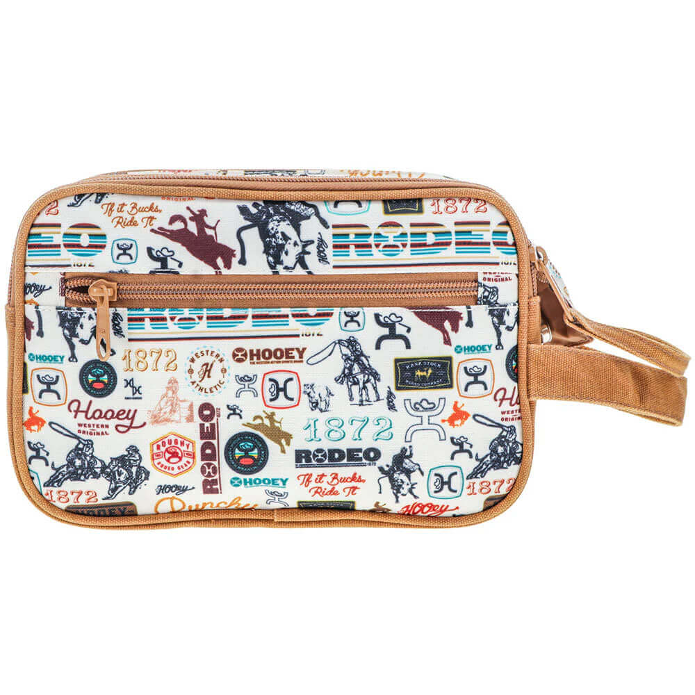 Rodeo Print Western Toiletry Travel Bag featuring a Western rodeo-inspired print and practical design for travel.