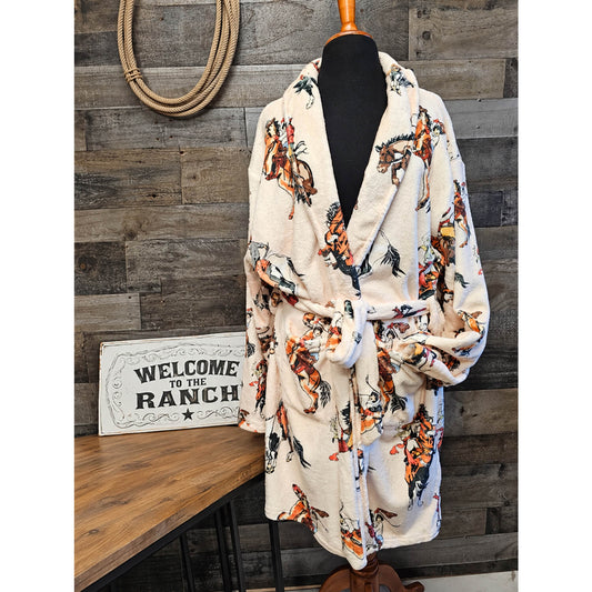 Vintage Cowboy Print Women's Western Bath Robe