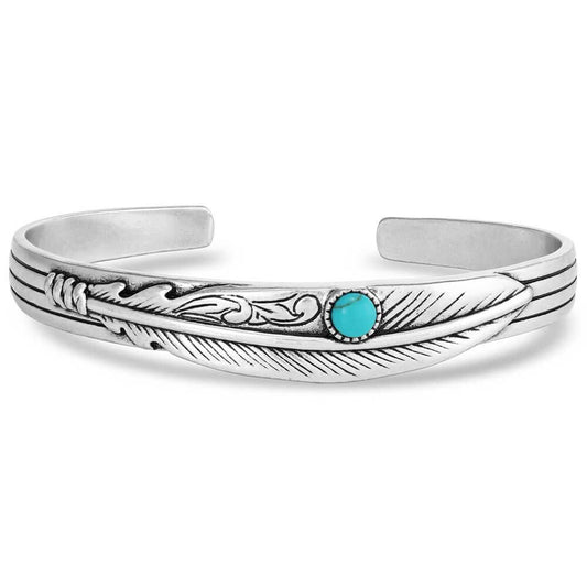 Solo Flight Turquoise Feather Cuff Bracelet