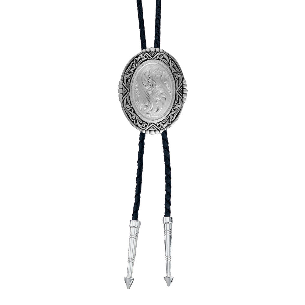 Southwestern Rancher's Bolo Tie in Antique Silver