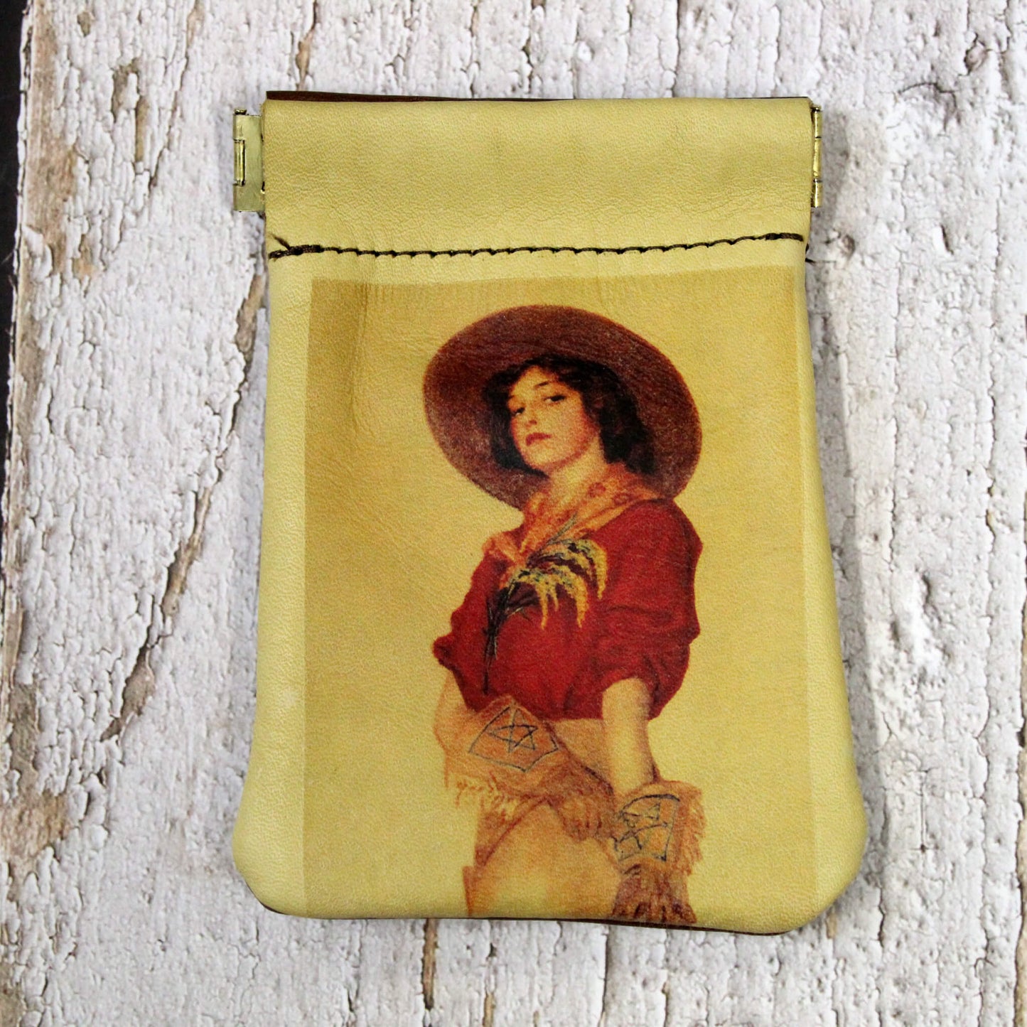 Leather Cowgirl Squeeze Coin Purse