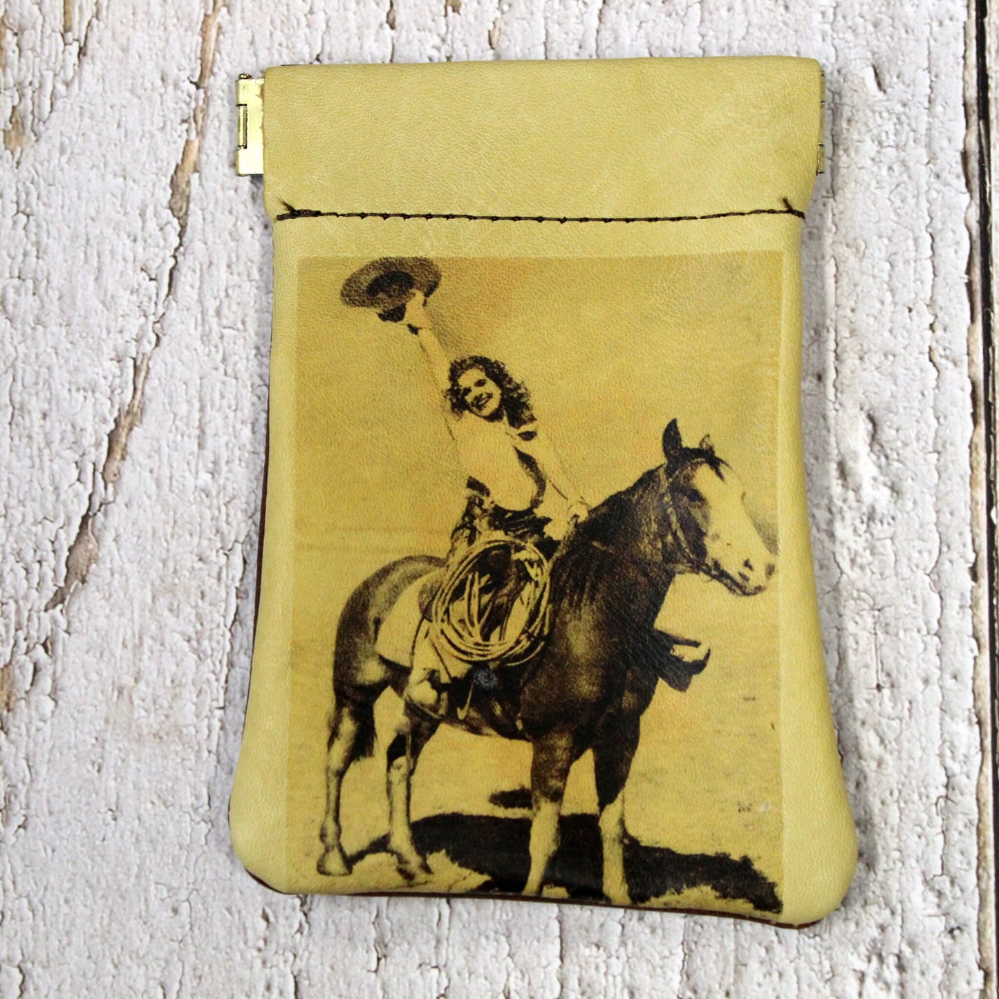 Leather Cowgirl Squeeze Coin Purse