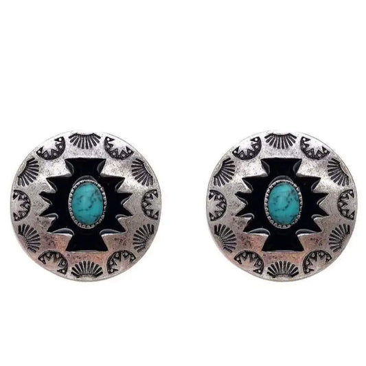 Stamped Aztec Stud Earrings