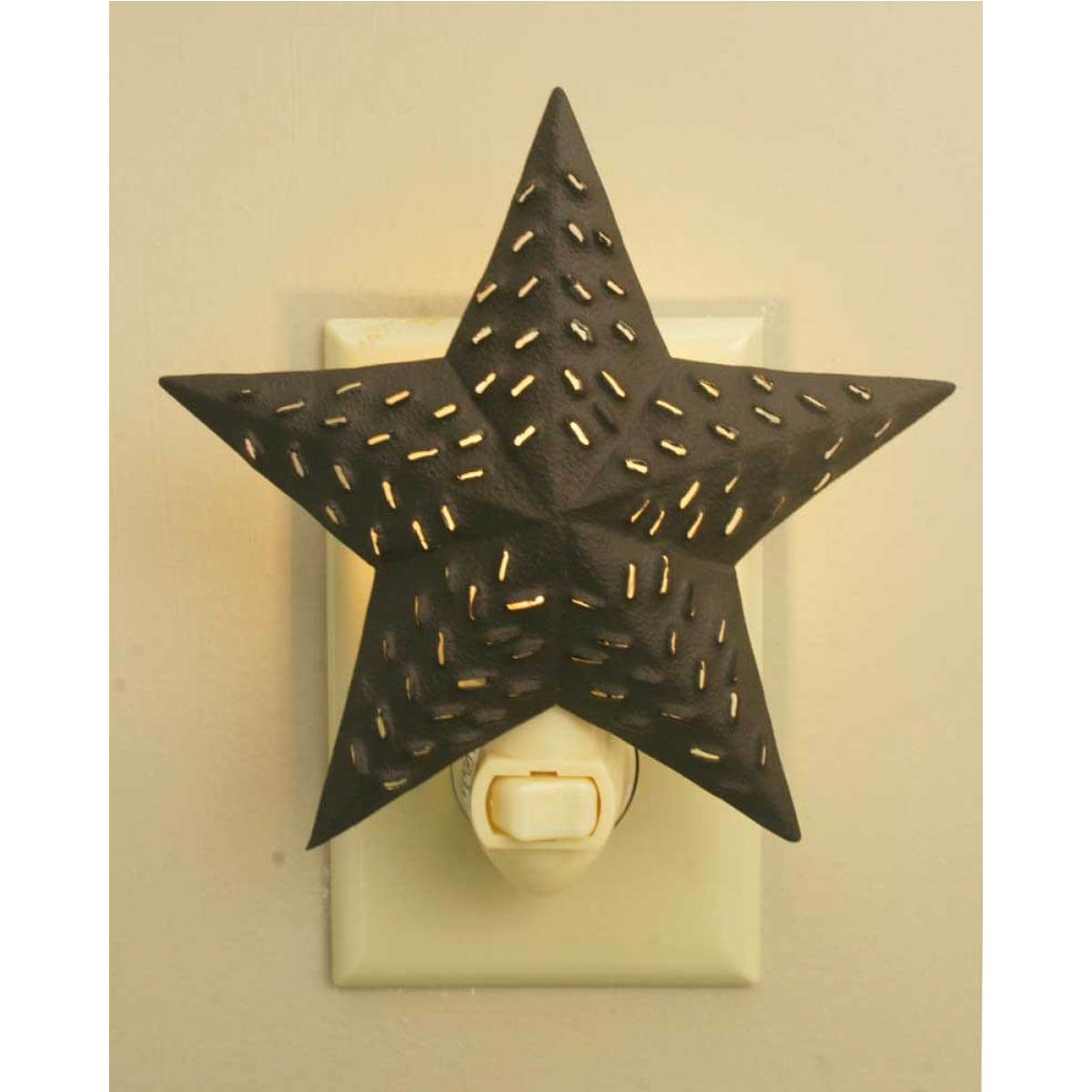 Star is 5¼" wide. Measures 5½" tall with night light appliance. Our night lights come ready to sell. They include a night light appliance and a light bulb. 