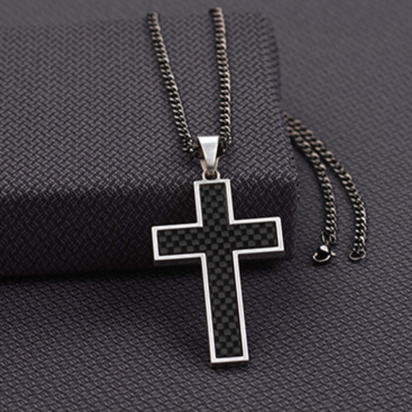 Men's Gunmetal Cross Necklace