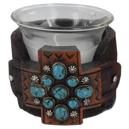 Turquoise Cross Candle Holder