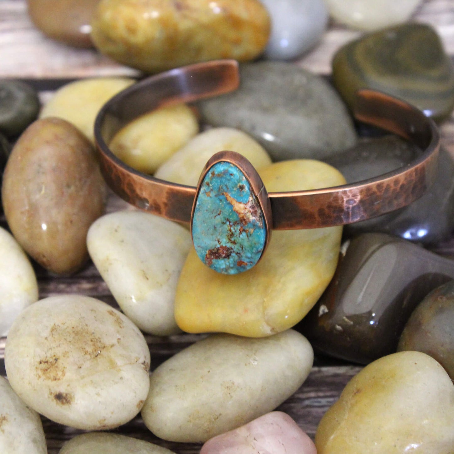 Thin Cuff Copper with Turquoise Stone