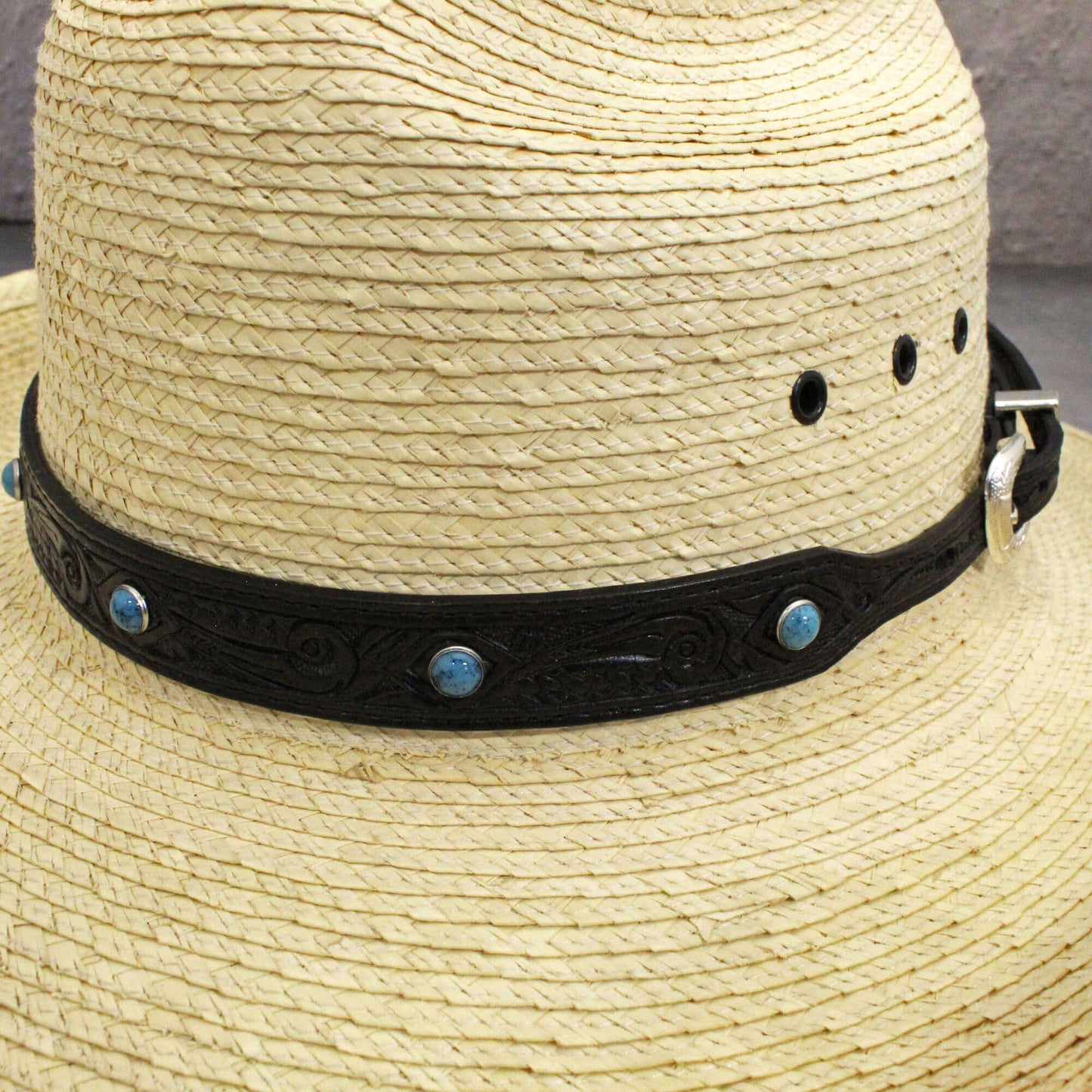 Turquoise Stud Leather Western Hatband
