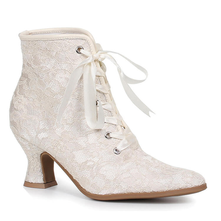 Victorian White Lace Ankle Boot