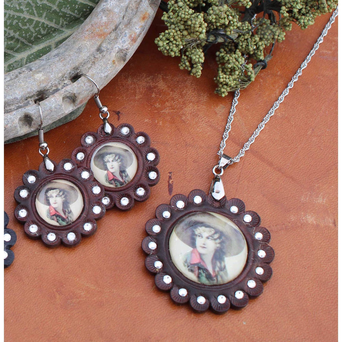 Vintage Cowgirl Leather Concho Jewelry