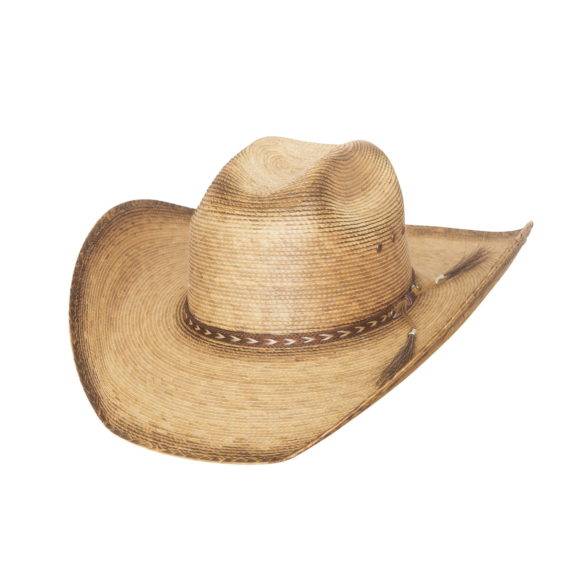 Made out of palm leaf, which is sturdy enough to stand up to, well, in western winds! The 4" brim is wide enough to protect you from the elements, and the Truman crown is stylish yet practical. Finished off with an embroidered hat band and tassel ends, sure to become your new favorite.