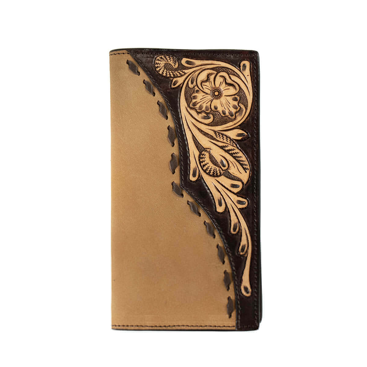 Western Wallet Roughout Overlay Tan