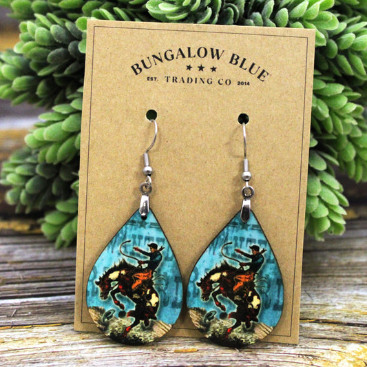 Wild West Cowboy Teardrop Earrings - USA