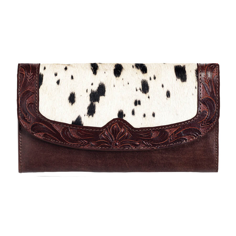 Introducing the Willa Hide and Leather Wallet - a stunning accessory that effortlessly combines the rugged charm of the American West with modern minimalist design.