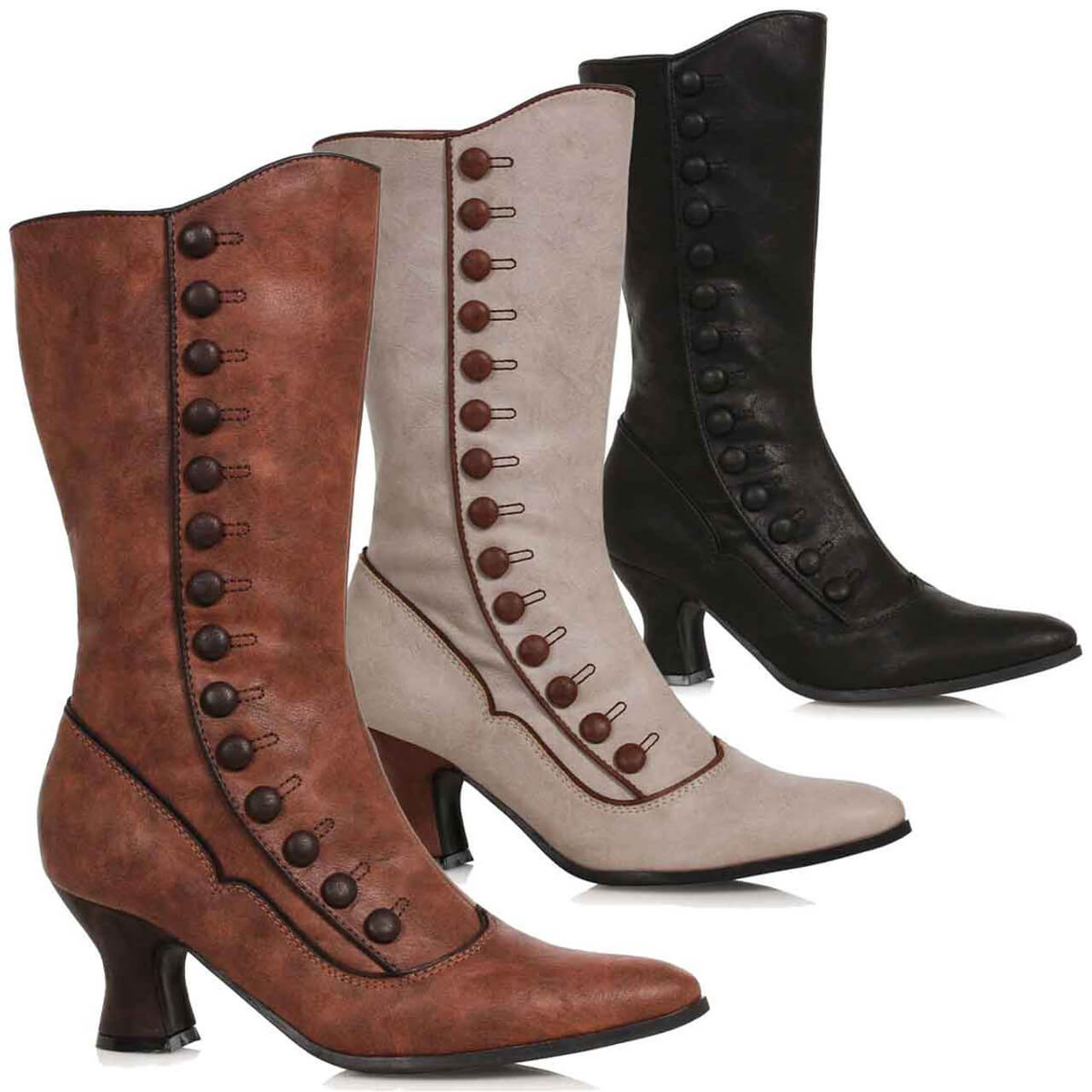 Unveil an era of elegance with our exquisite Victorian Boots, a tribute to timeless beauty and sophistication. Meticulously crafted from premium faux leather, these boots encapsulate classic allure with their iconic silhouette and intricately designed decorative toecap. Each step resonates with old-world charm, while the 2.5" heel offers a perfect balance between grace and comfort. Elevate your style and immerse yourself in history's refined elegance with every stride. Imported.