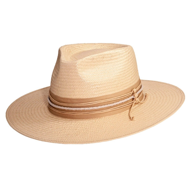 The Cowgirl Straw Fedora Hat is the perfect lightweight and airy fedora to style. Featuring a beaded rope band and 3-1/2" wide brim, it is the new staple piece to any outfit.