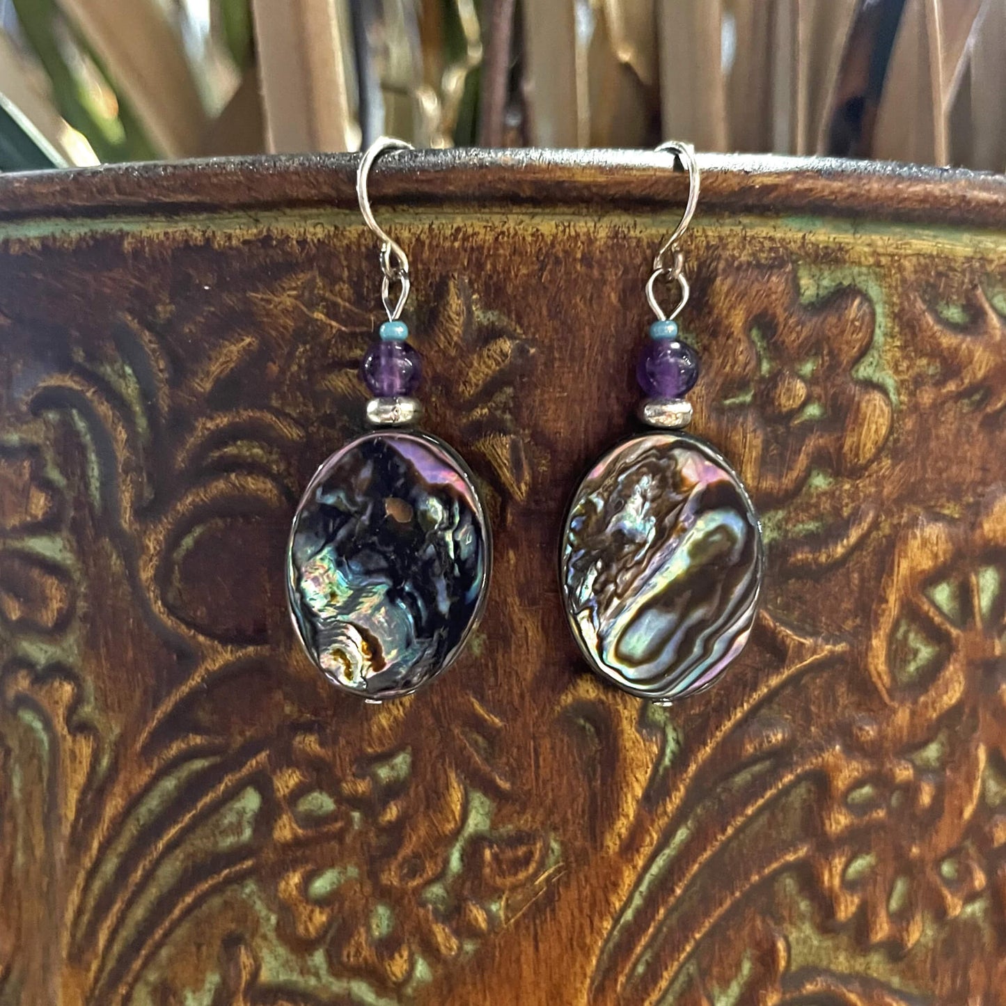 Amethyst & Abalone Handcrafted Earring