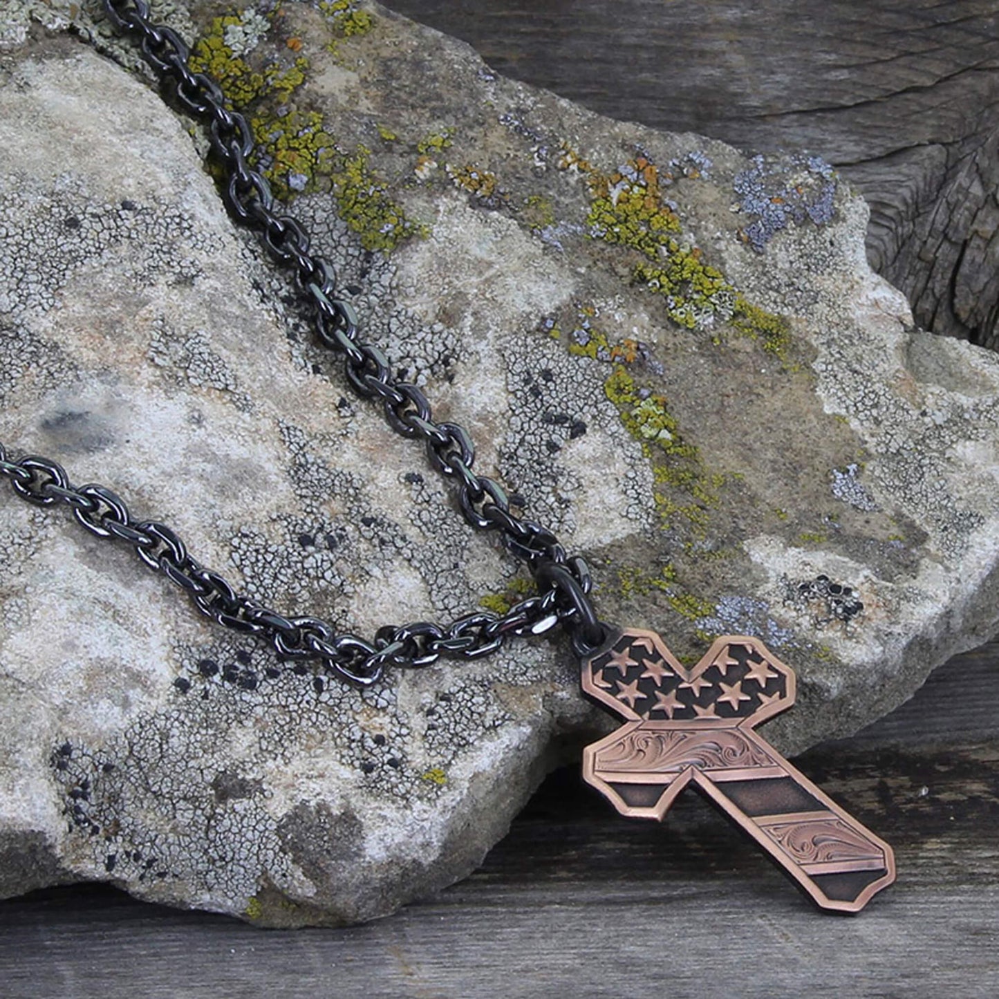 American Flag Cross Western Necklace