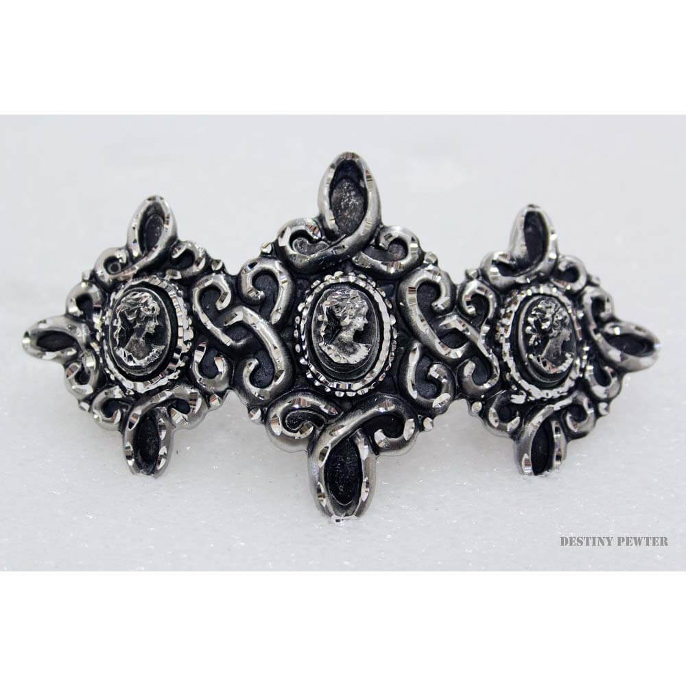 Destiny pewter jewelry are made of fine jeweler's pewter that is extremely lightweight and has a brilliant shine. Each piece is handmade and hand finished with diamond cuts. The sparkly cuts give each piece a unique dazzling sparkle. Approximately 4" long. Made in USA