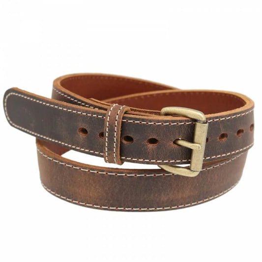 You are looking at our rustic 1 1/2” wide Distressed Leather Steel Core Gun Belt, made with the ultimate thickness of 15oz (1/4”) 100% Full Grain Bull Hide Harness Leather that is Amish handcrafted in the USA.