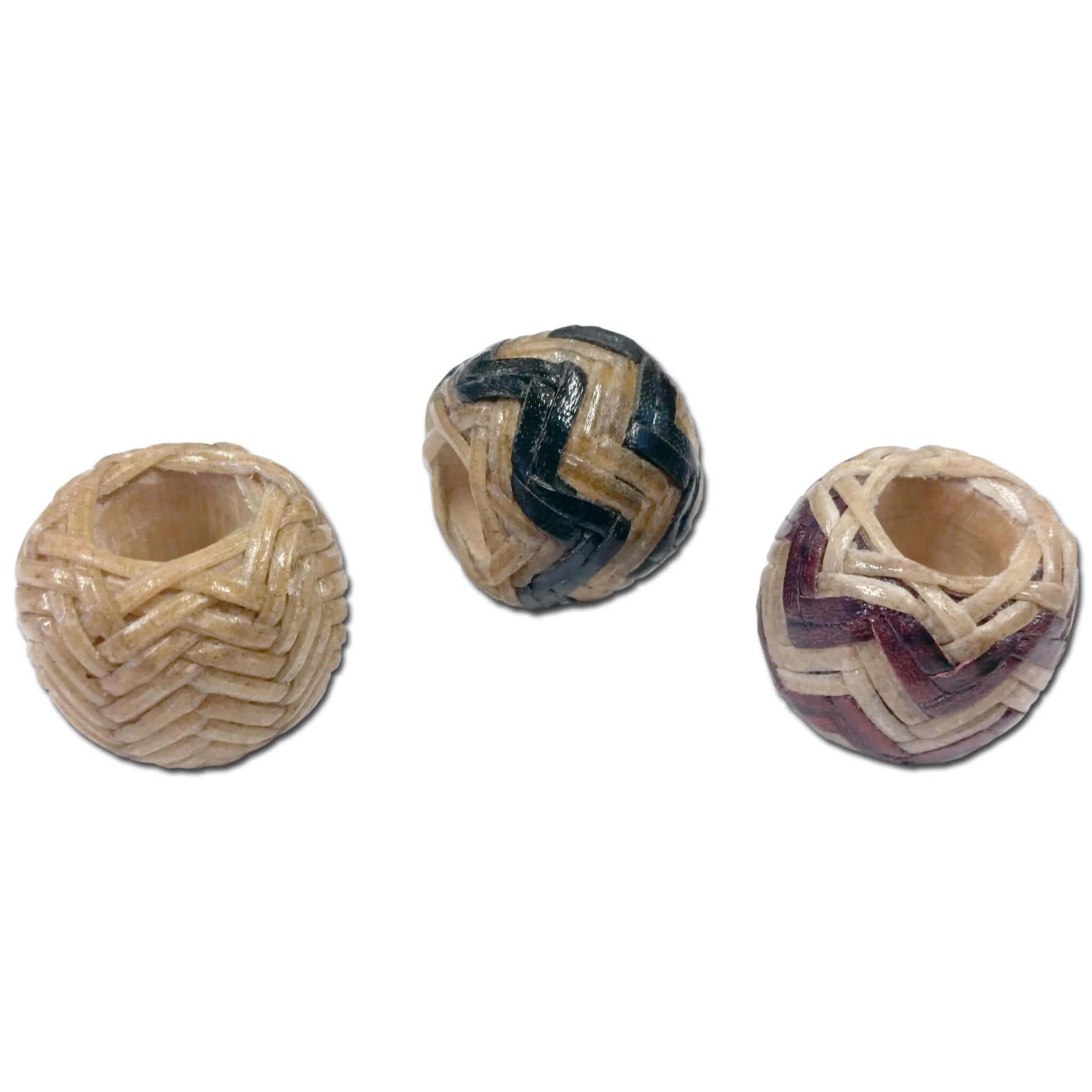 These scarf slides are the western way to hold your scarf together. Handmade by artist Jeff Minor, these slides are carefully woven from genuine leather. A 1" sphere with 1/2 " opening. Proudly Made in USA