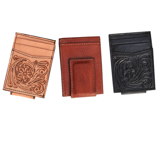 Tooled Leather Wallet/Money-clip