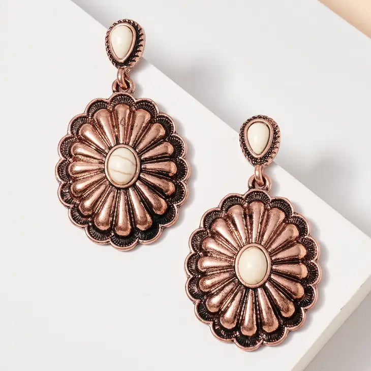 Copper Cowgirl Concho Earrings